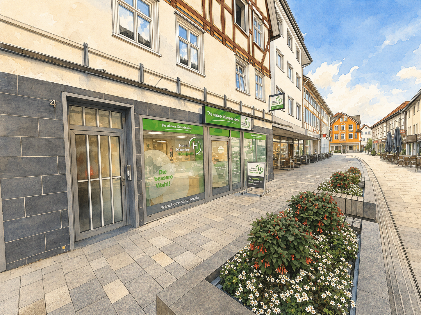 Das Fachgeschäft von Hess Häusler Hörakustik in der Mühlenstraße in Hofgeismar